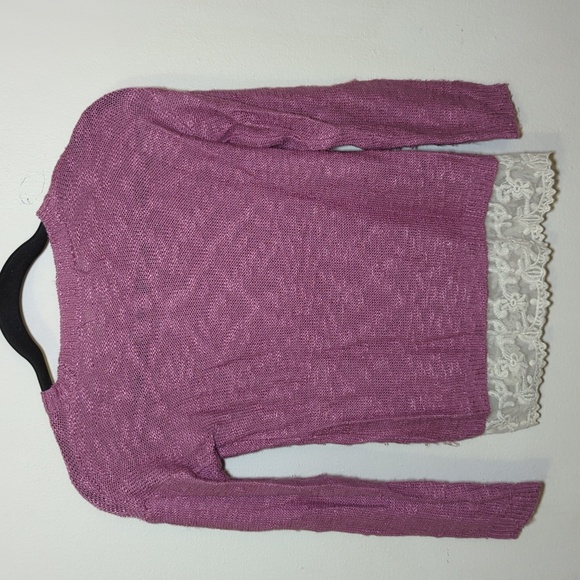 Pink Republic Pink Chenille Crewneck Sweater with Lace Hem Girls Size S 7 - Picture 5 of 5